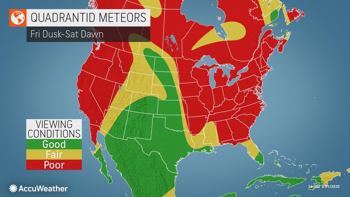 Meteor Shower Viewing Map Quadrantid Meteor Shower To Sparkle In Early January Sky | Wfaa.com