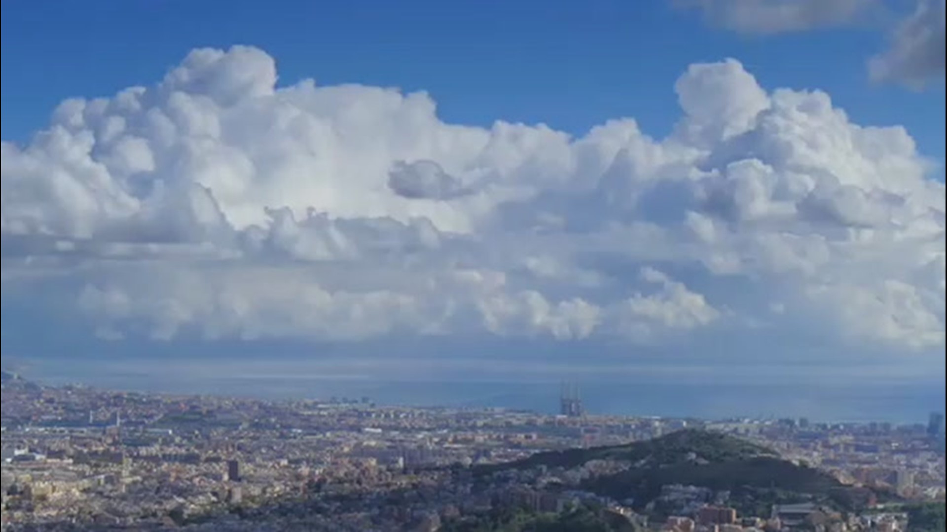 Cloudy timelapse video over Barcelona, Spain