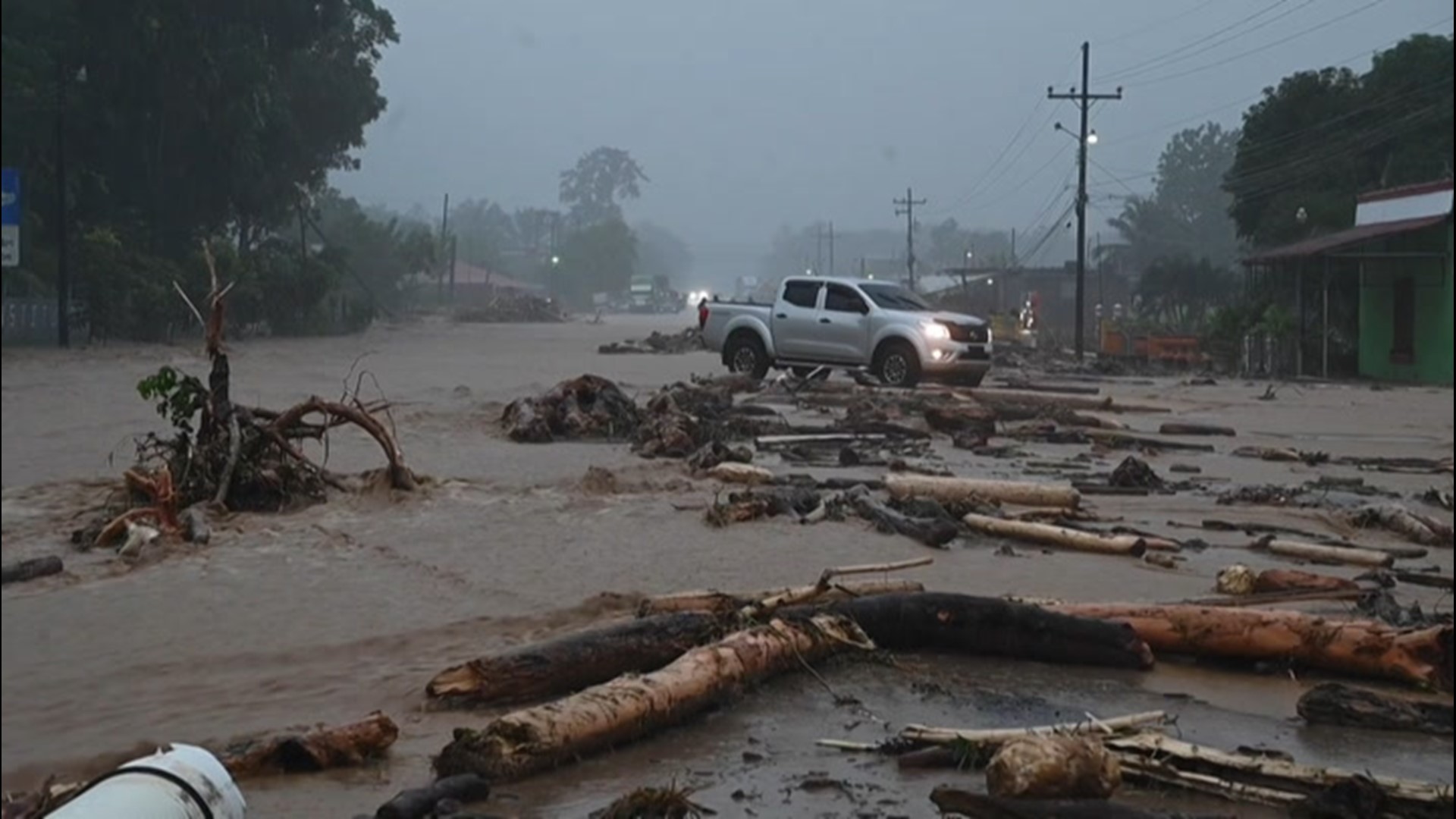 Floodwaters swept through Yoro, Honduras, on Nov. 4, as Hurricane Eta unleashed downpours on the area.