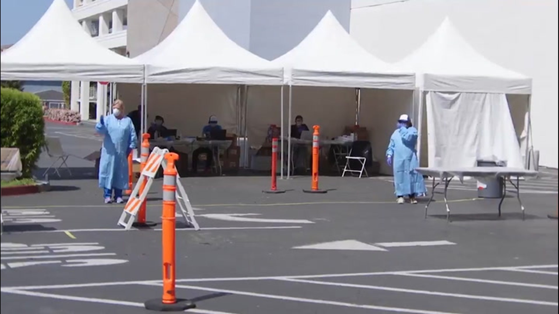 This COVID-19 testing center in Los Angeles County, California, breaks down how testing for the coronavirus via a drive-thru works on April 6.