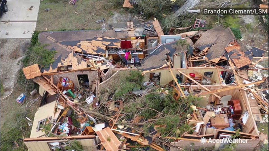 Drone video reveals trail of destruction left by tornado | wfaa.com