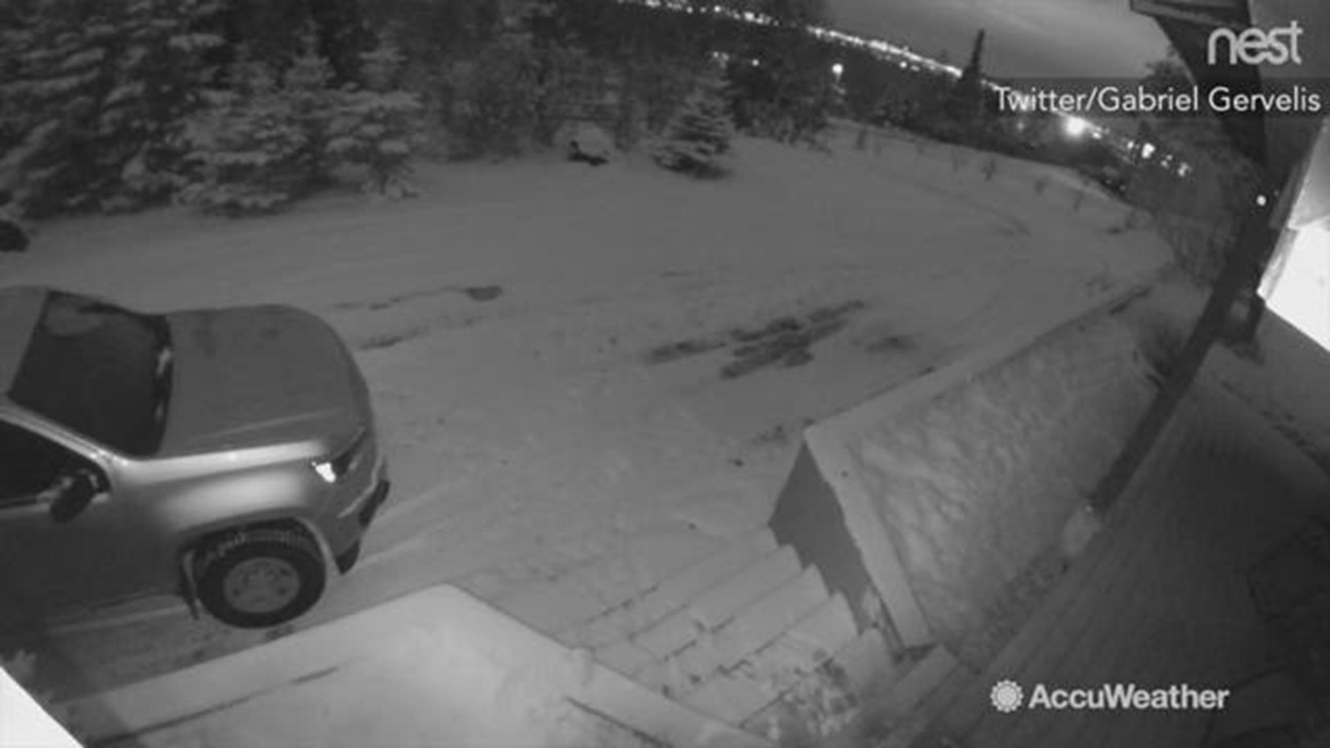 This nest cam video shows the car moving and transformers blowing up in the background after a 7.0 magnitude earthquake struck Anchorage, Alaska on Nov.30.