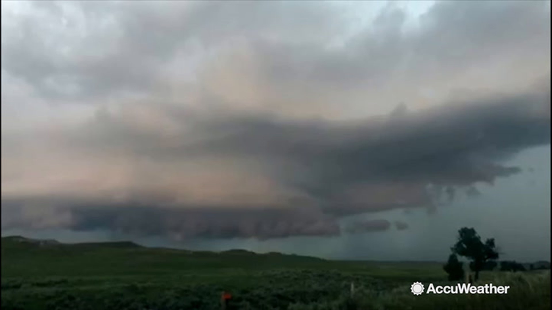 An incredible time lapse sent in by storm chaser Reed Timmer of a supercell South of Lusk, Wyoming, before transition to a shelf cloud on June 30.