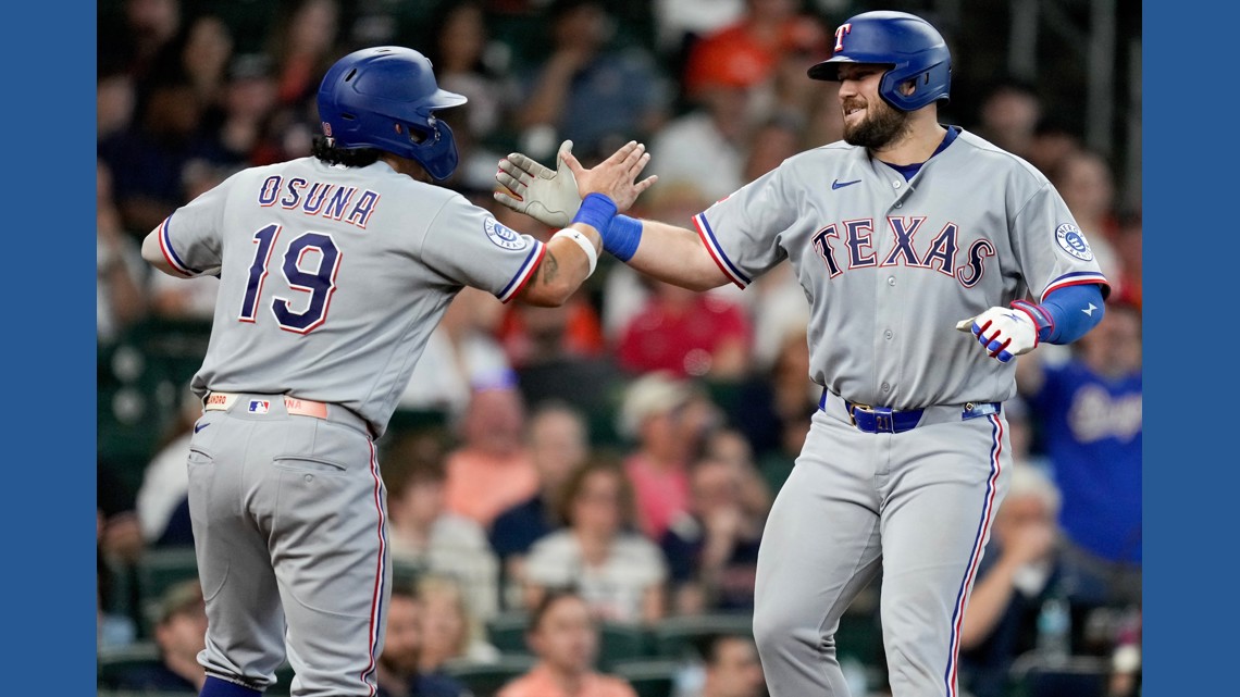 Burger blasts a homer, drives in 4 as Eovaldi powers the Rangers past the Astros 8-0