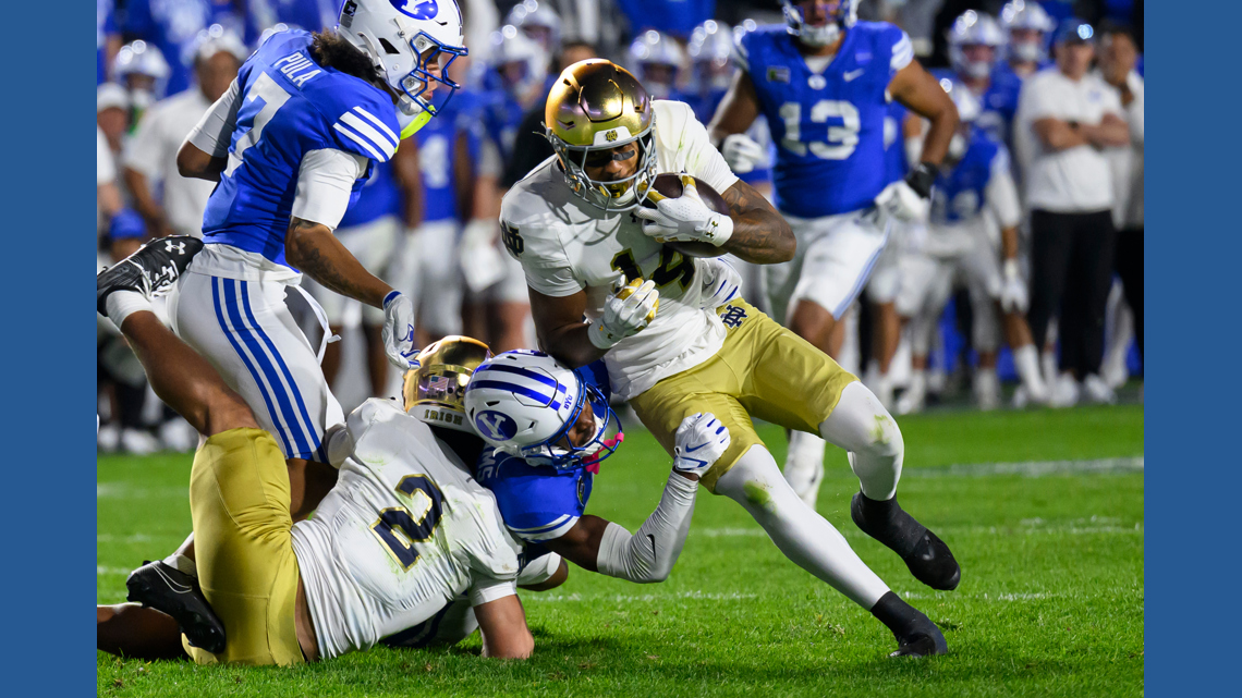 Red-zone failures cost No. 2 Notre Dame against No. 8 BYU | wfaa.com
