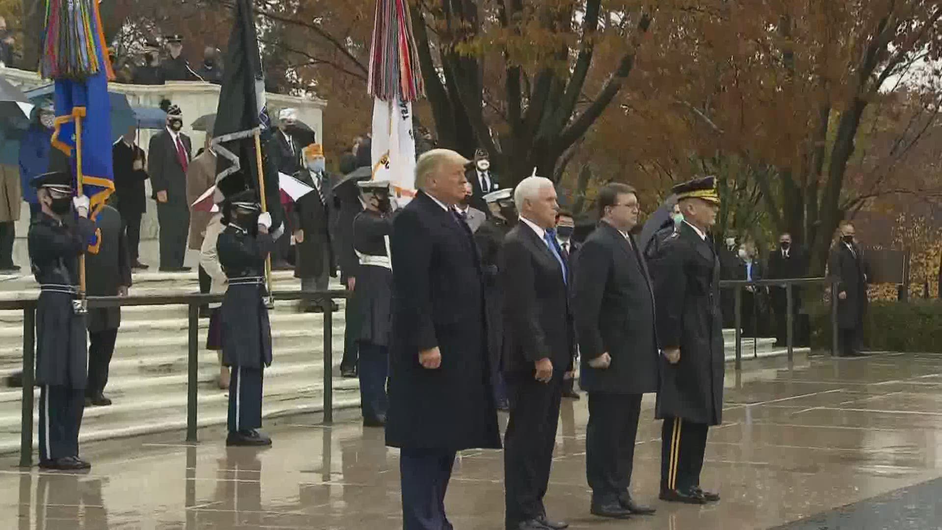 Wednesday President Trump attended a wreath laying ceremony at Arlington National Cemetery on Veteran's Day.