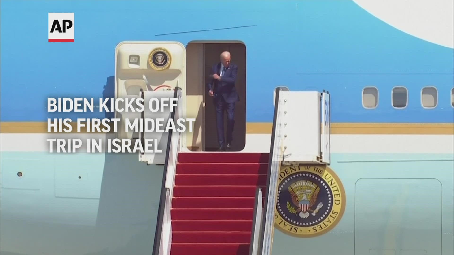 Biden is spending two days in Jerusalem for talks with Israeli leaders before meeting Palestinian President Mahmoud Abbas on Friday, then heads to Saudi Arabia.