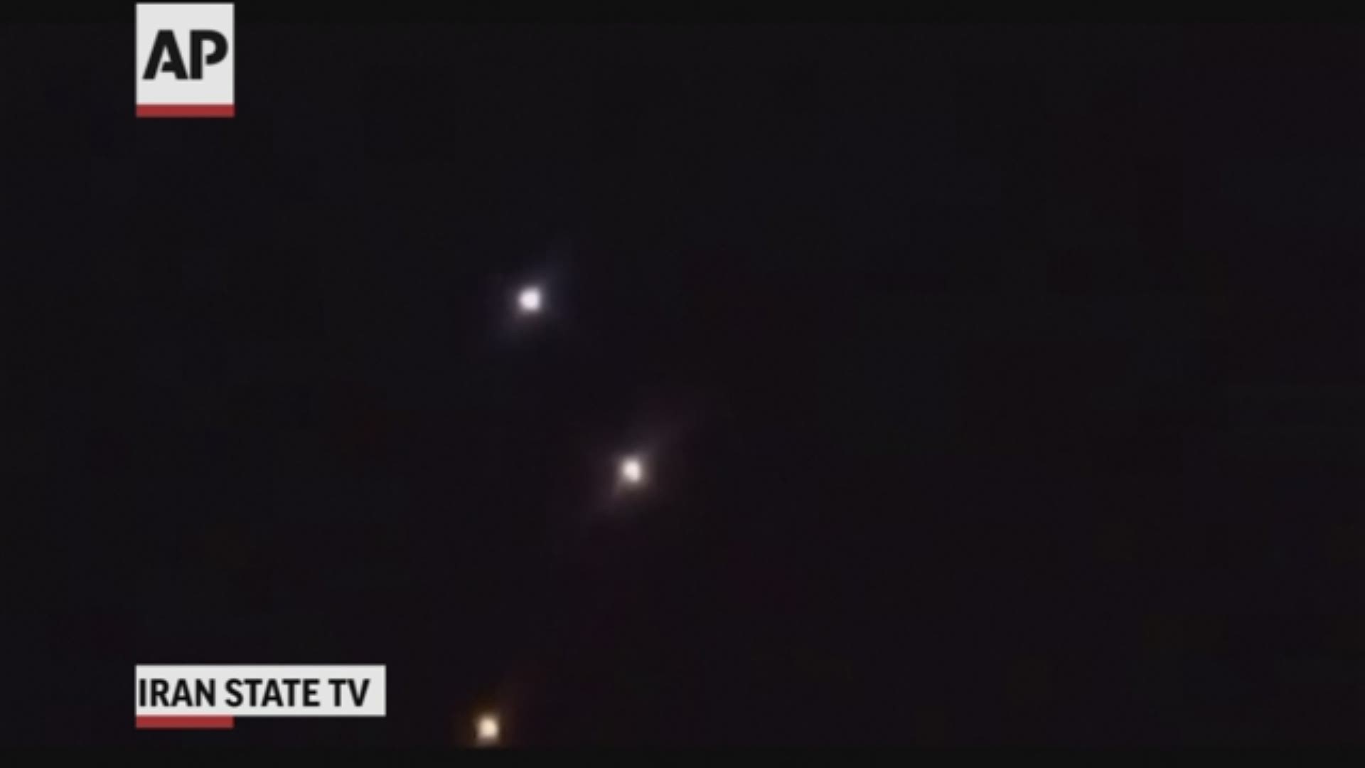 Iranian State TV released video of the launch of missiles against Iraqi bases that house U.S. forces on Jan. 8, 2020.