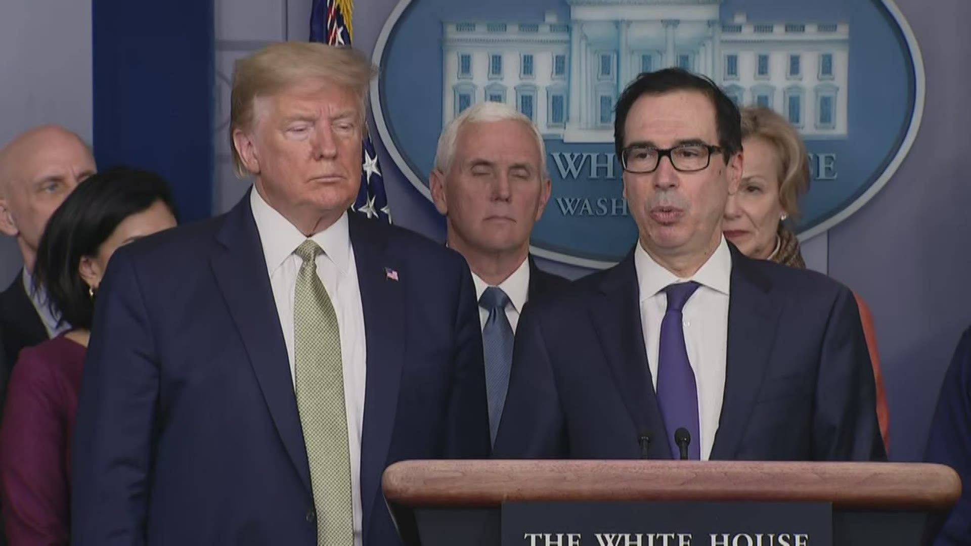 Treasury Secretary Steve Mnuchin says President Trump wants to send checks to Americans 'in next two weeks' in effort to curb economic cost of outbreak.