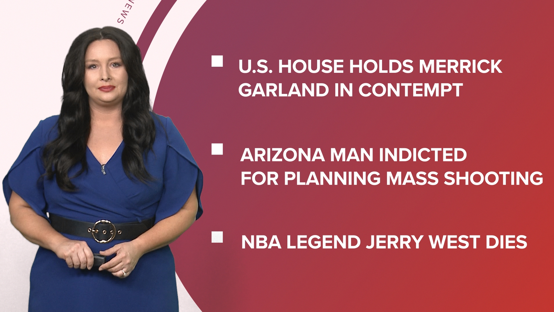 A look at what is happening in the news from U.S. House votes to hold Merrick Garland in contempt to NBA legend Jerry West dies and National Camping Month.