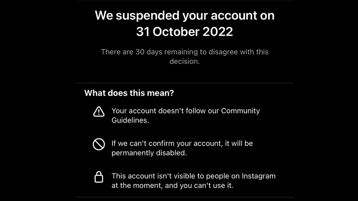 'Why is my Instagram account suspended?' Outage reported | wfaa.com