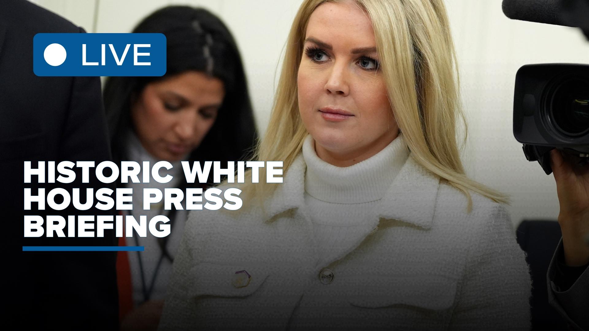 The youngest person to serve as White House press secretary is about to debut in the briefing room. Karoline Leavitt's first briefing is Tuesday.