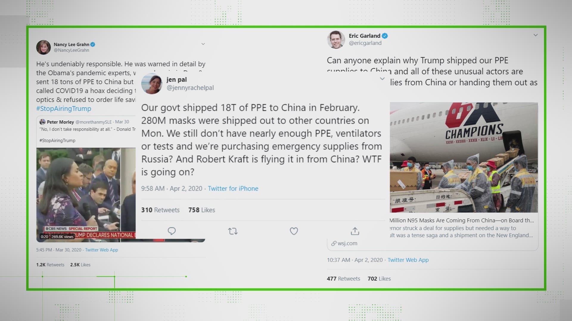 A viral claim says that President Trump sent 18 tons of PPE to China. It wasn't all PPE and it was sent before many cases had surface in the US.