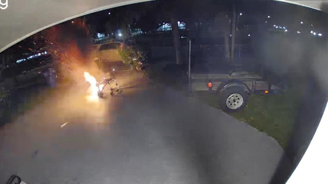 WATCH: Florida homeowner avoids disaster by moving electric wheelchair moments before it burst into flames