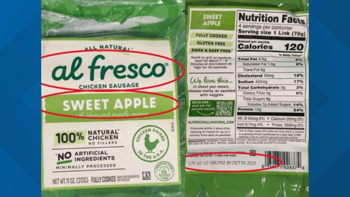Chicken sausage recalled over plastic contamination concerns