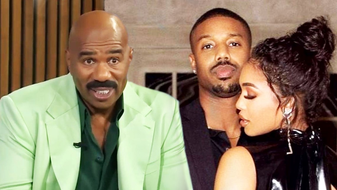 Steve Harvey hugs Michael B. Jordan at NBA game post-Lori Harvey split