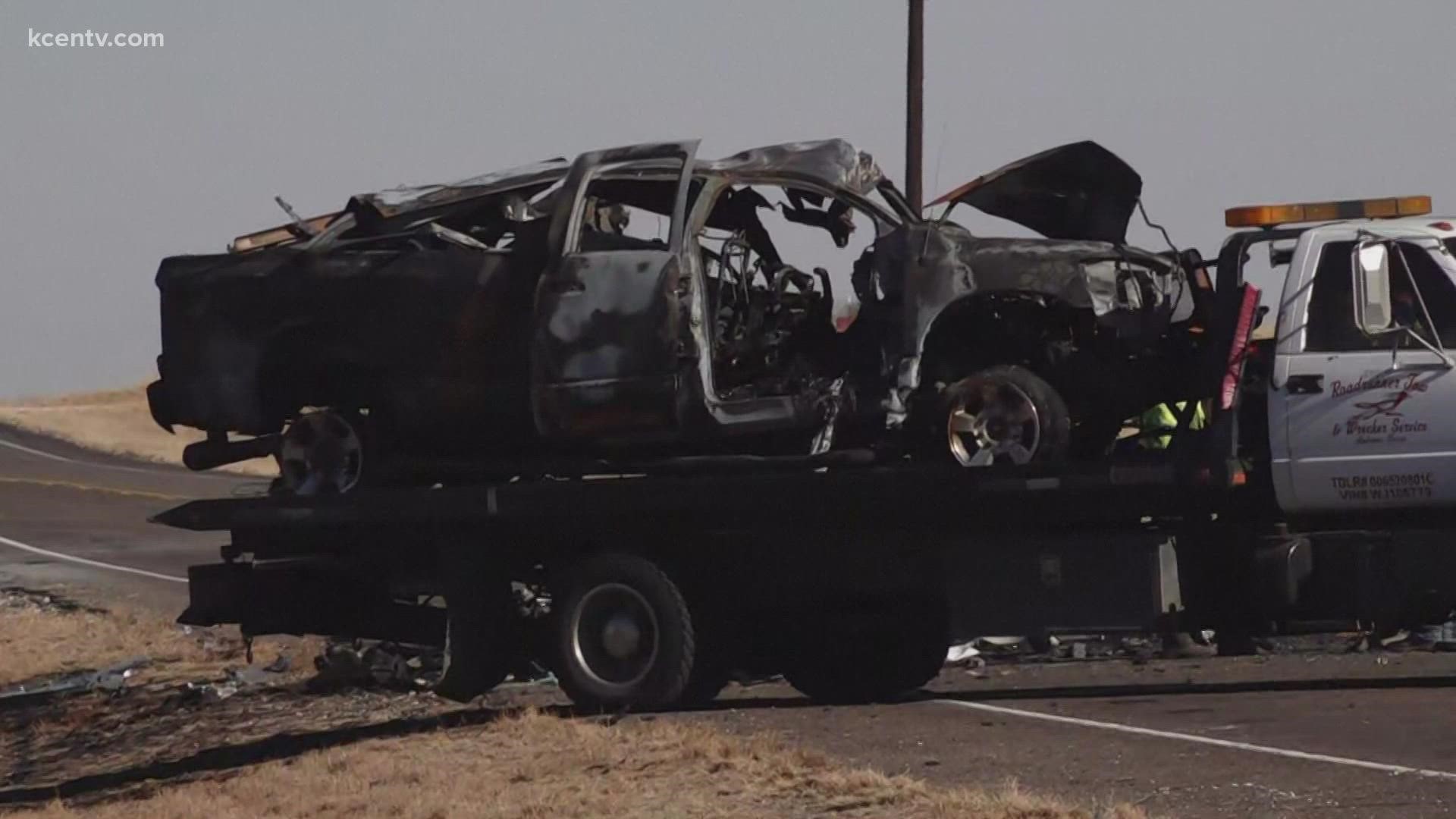DPS says a pickup truck crossed the center line of a highway and crashed into a vehicle carrying members of the University of the Southwest golf teams.