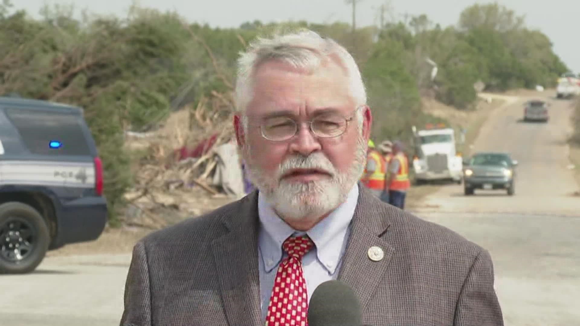 Judge David Blackburn said the tornado was about a quarter-mile wide and traveled for 8 miles.