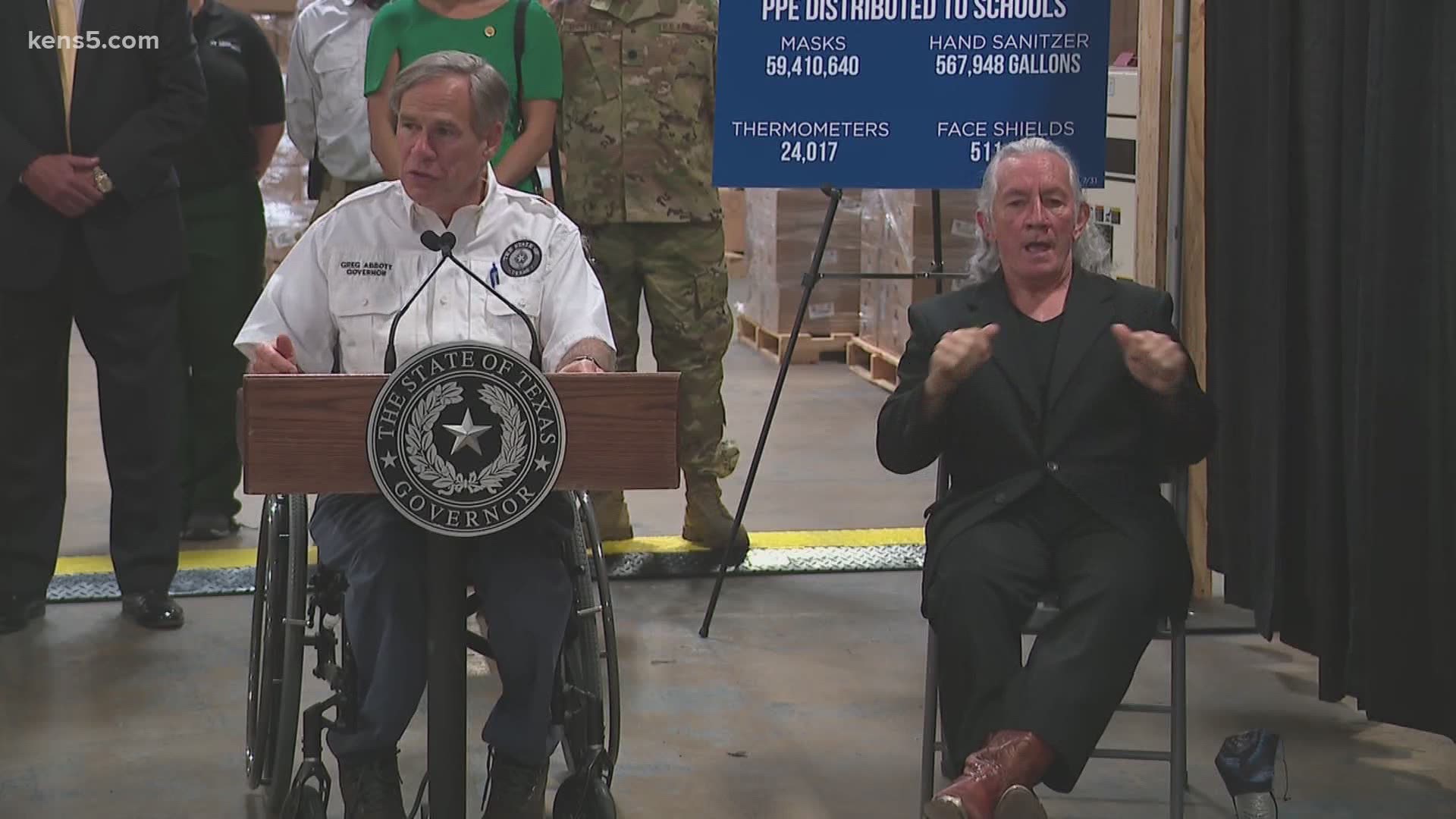 Abbott spoke at the Texas Division of Emergency Management warehouse in San Antonio, adding that National Guard funding will remain in place through year's end.