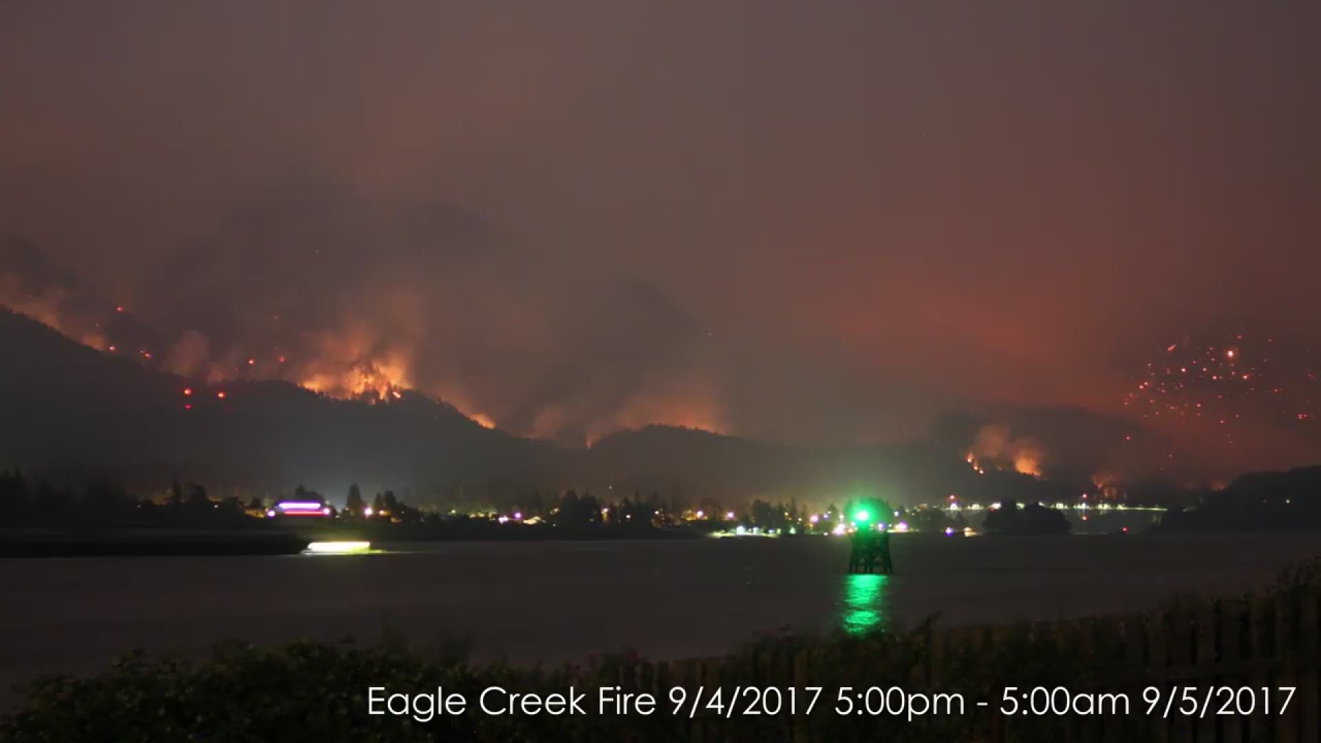 Timelapse of growth of Eagle Creek Fire from overnight from Sept. 4, 2017 to Sept. 5 2017 (Courtesy Oca Hoeflein)
