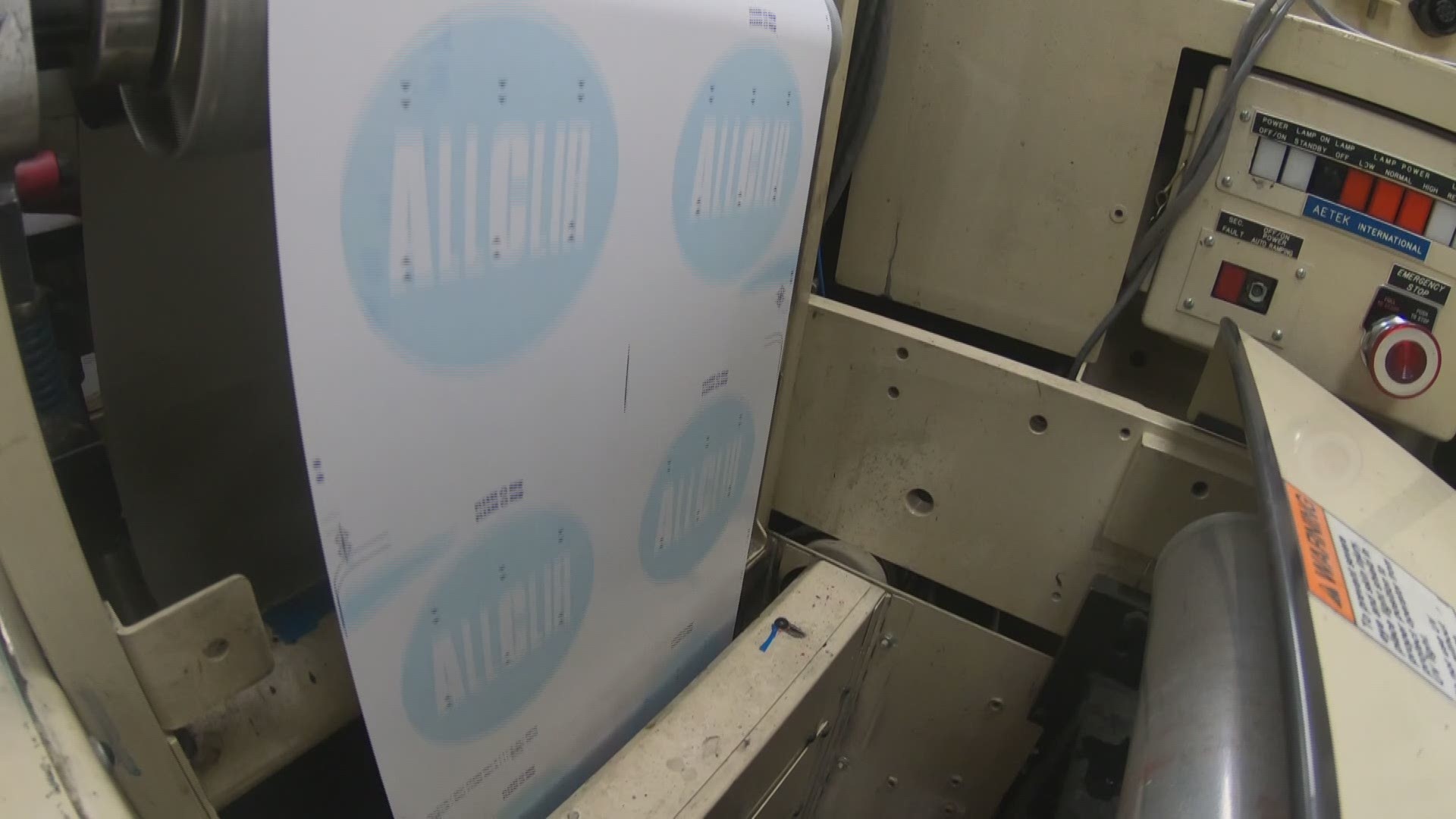 AllClir is a pH-activated compound that is printed on cardboard-like coasters and stickers for businesses to show their customers and employees the area is safe.