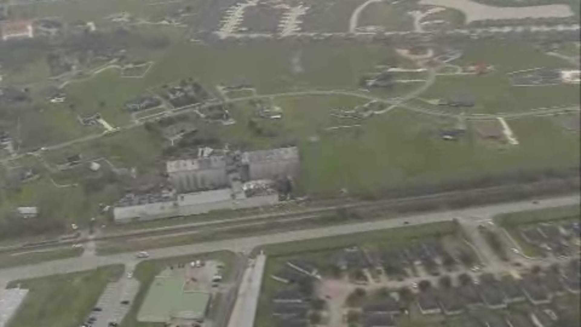 Aerial video from Air 11 of the storm damage in the  Bridlewood Estates subdivision in Fort Bend County.