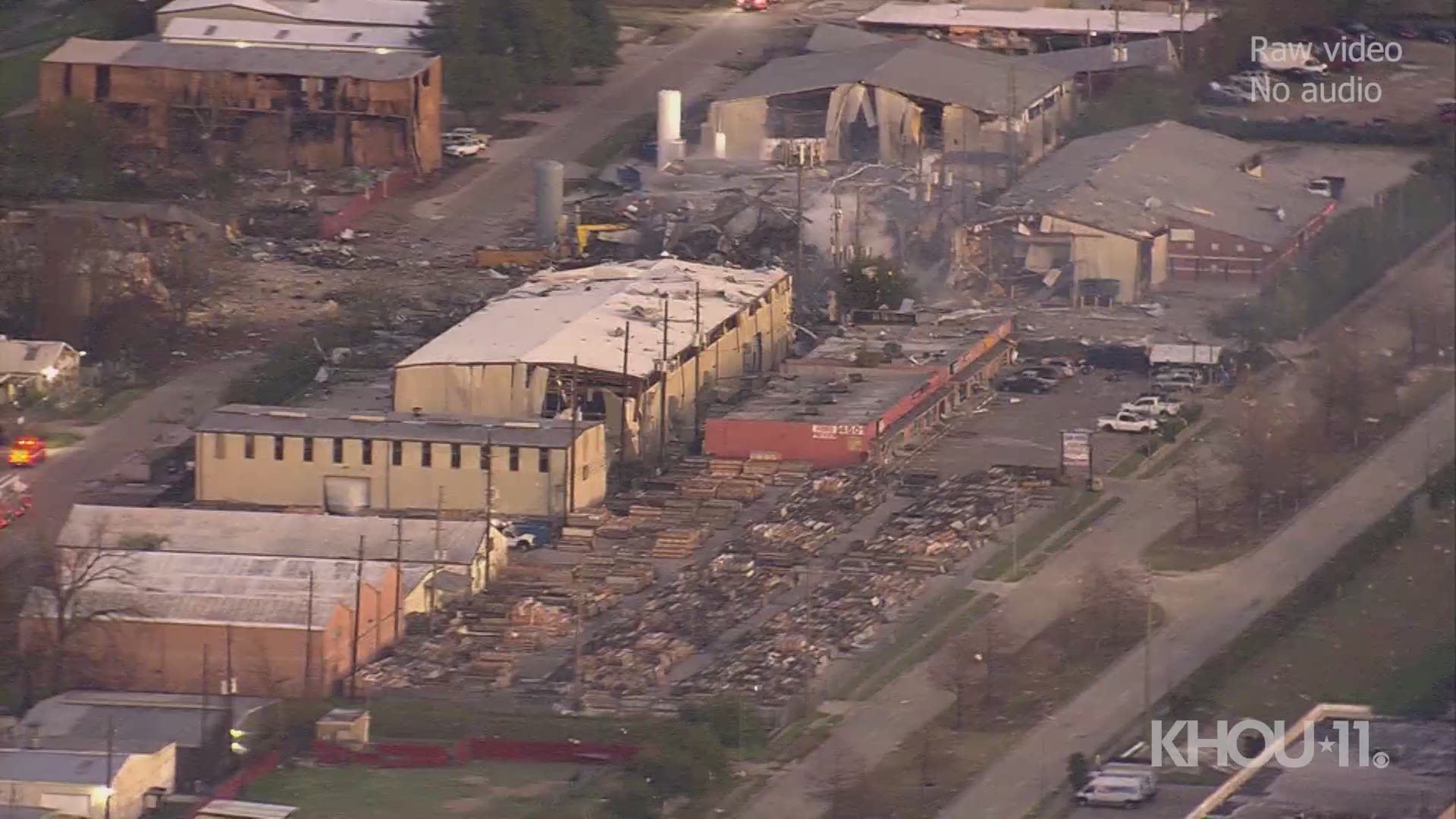 The first daylight look at the aftermath in northwest Houston where an industrial explosion occurred early Friday, Jan. 24, 2020.