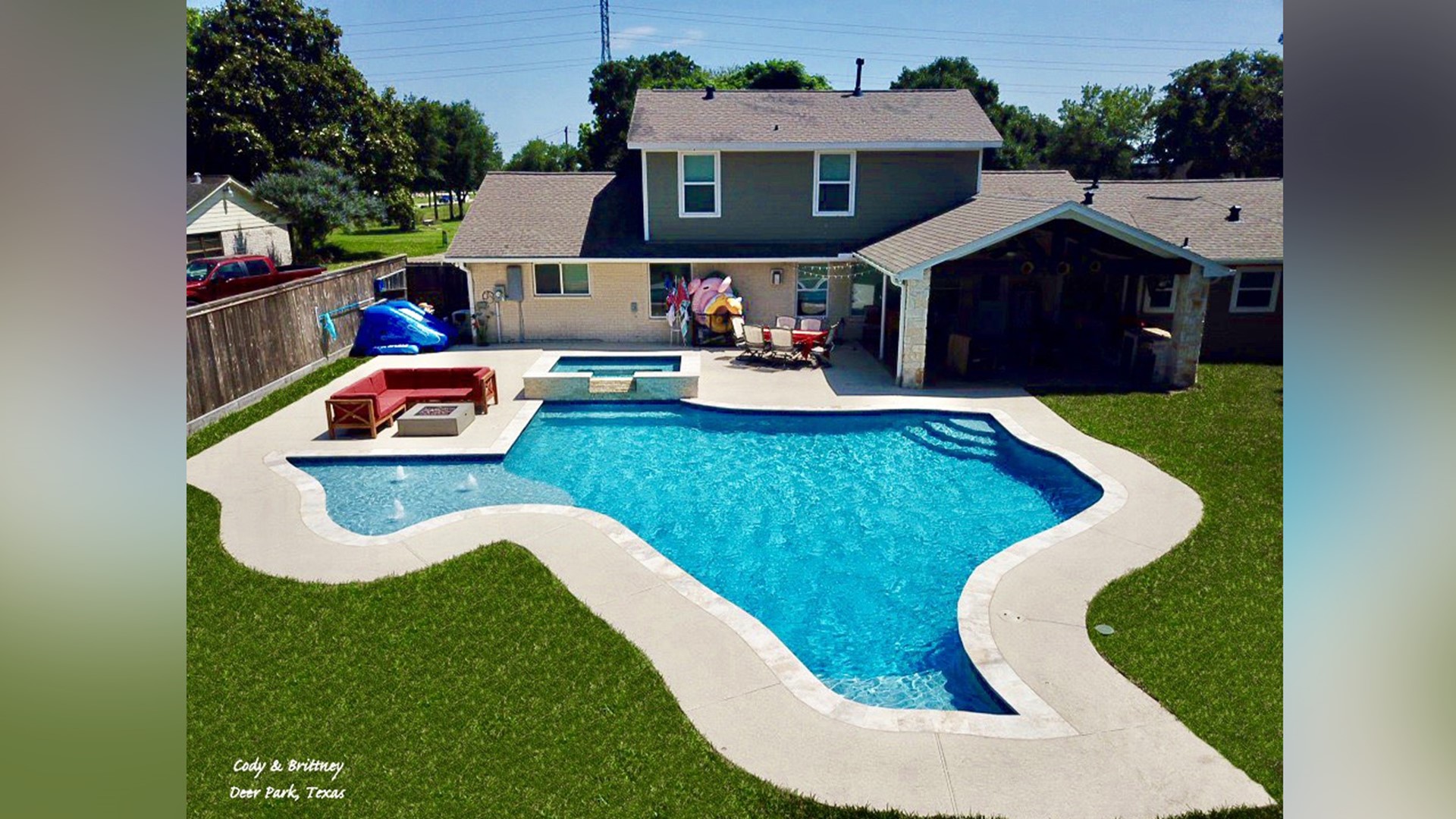 Check out this big beautiful pool behind a family's house in Pasadena - near Houston. They installed it just in time for summer 2019.
