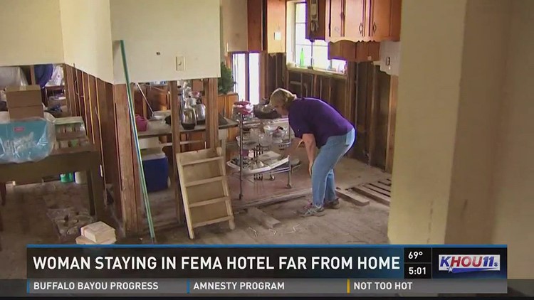 Woman staying in FEMA hotel far from home