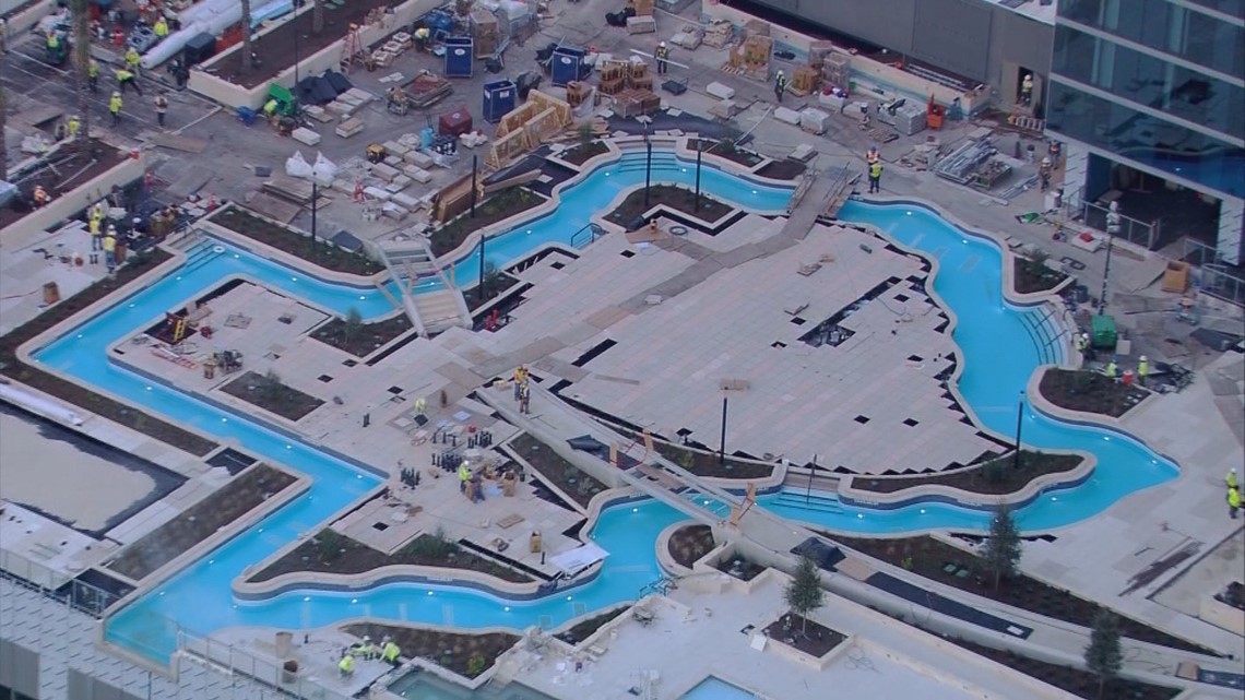Texasshaped lazy river pool near completion
