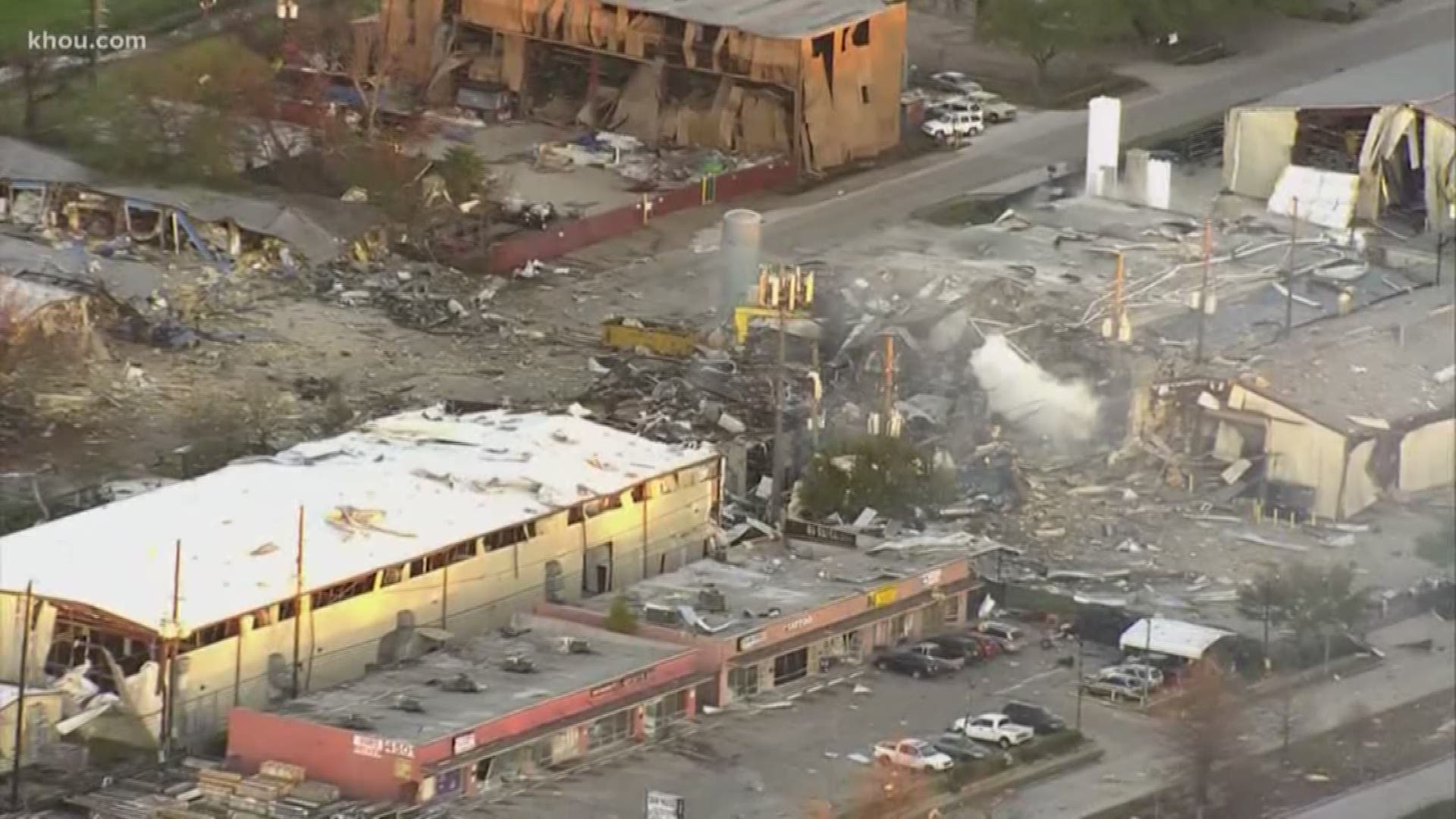 Two people were killed early Friday in a massive explosion at an industrial site in northwest Houston.