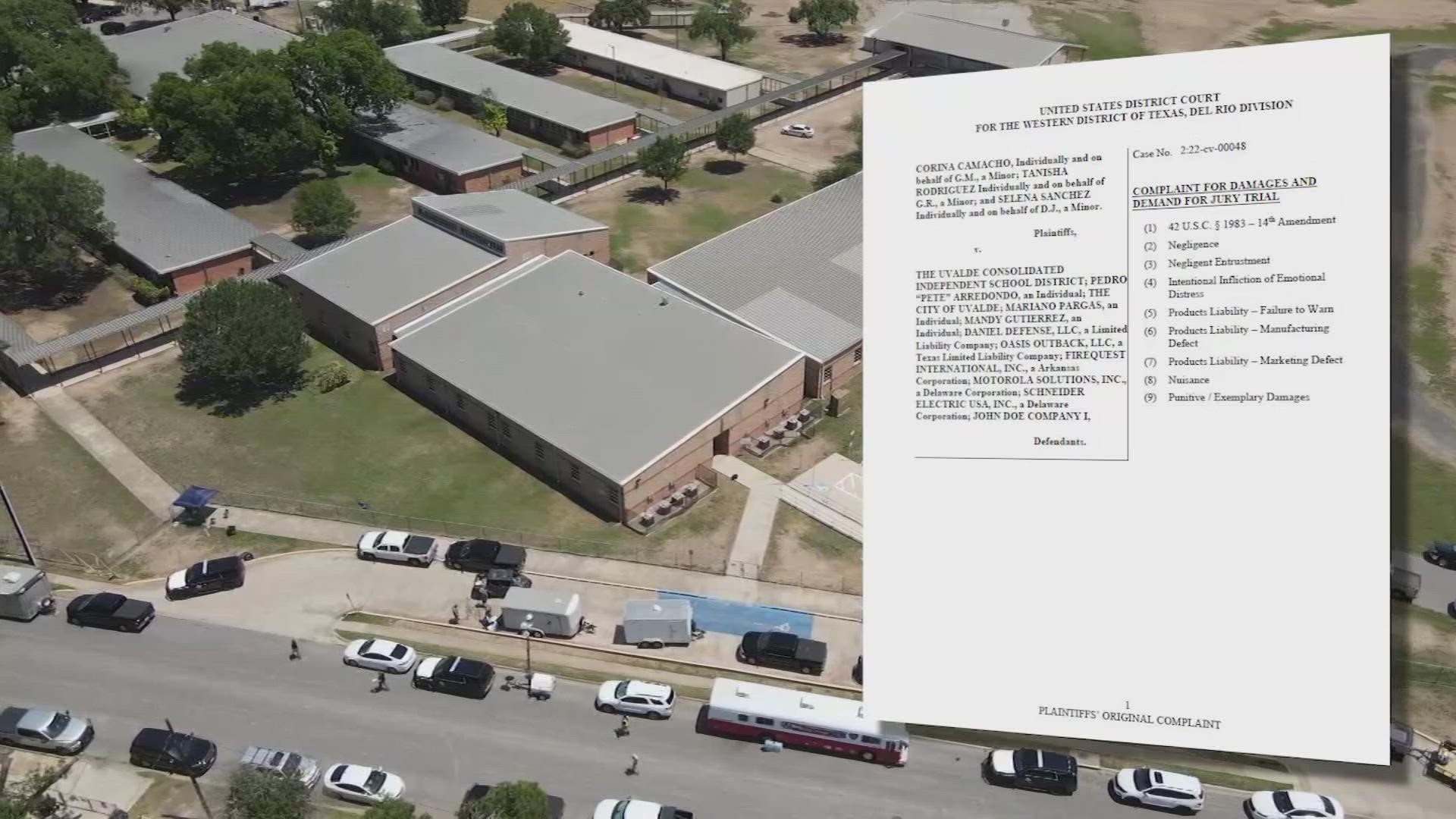 The families of three children who survived the Uvalde mass shooting in May have filed the first lawsuit in a federal court against several defendants.