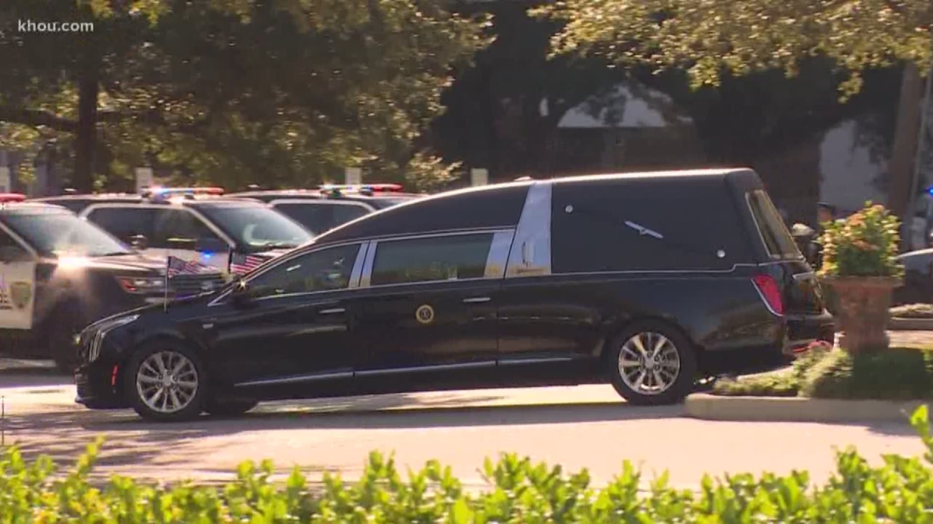 KHOU 11 reporter Michelle Choi is live from the funeral home where the remains of Former President George H.W. Bush were held for a service before his body was moved to Ellington Field and boarded onto a presidential plane bound for Washington D.C.