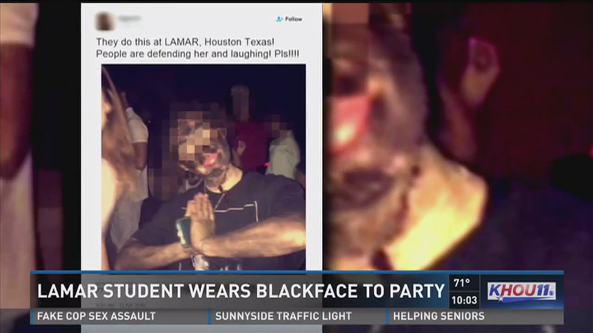 Lamar HS student wears blackface to party