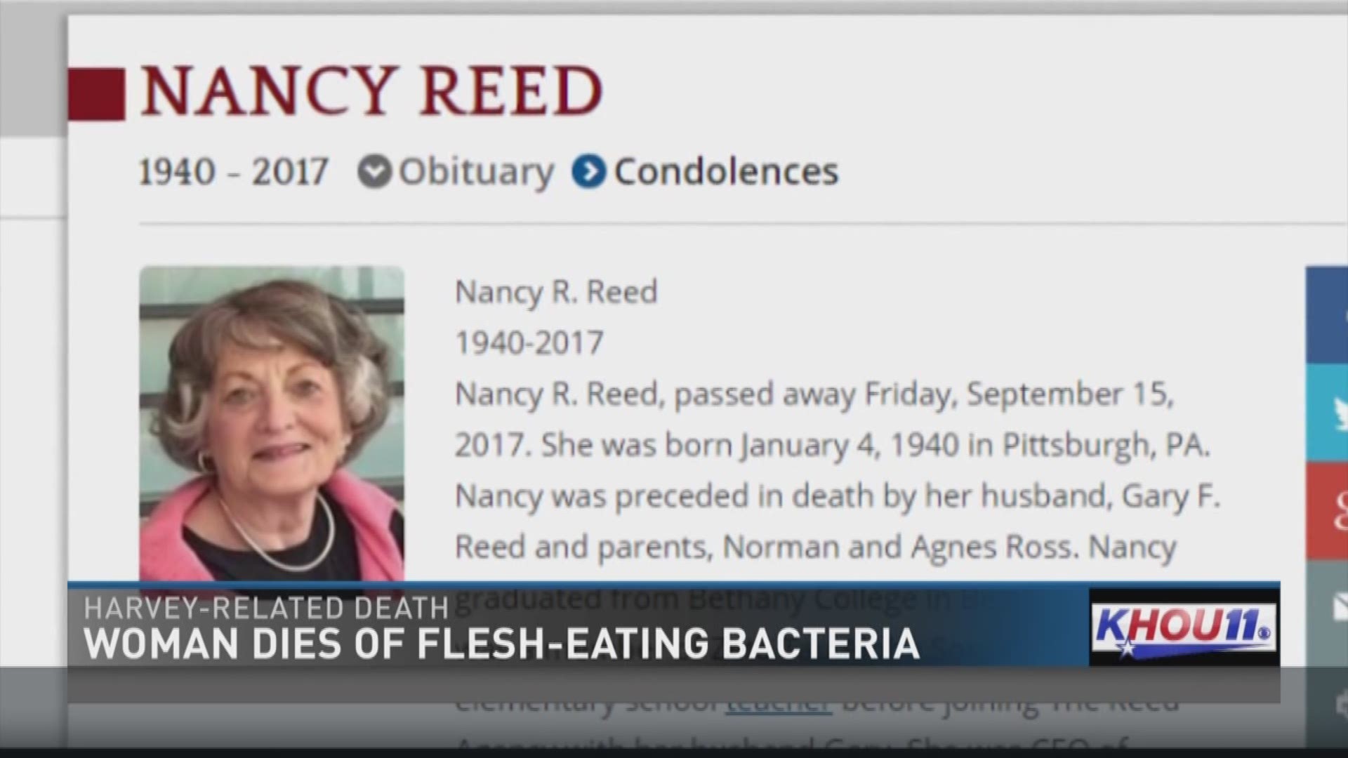 Kingwood woman dies of flesh-eating bacteria after Harvey | wfaa.com