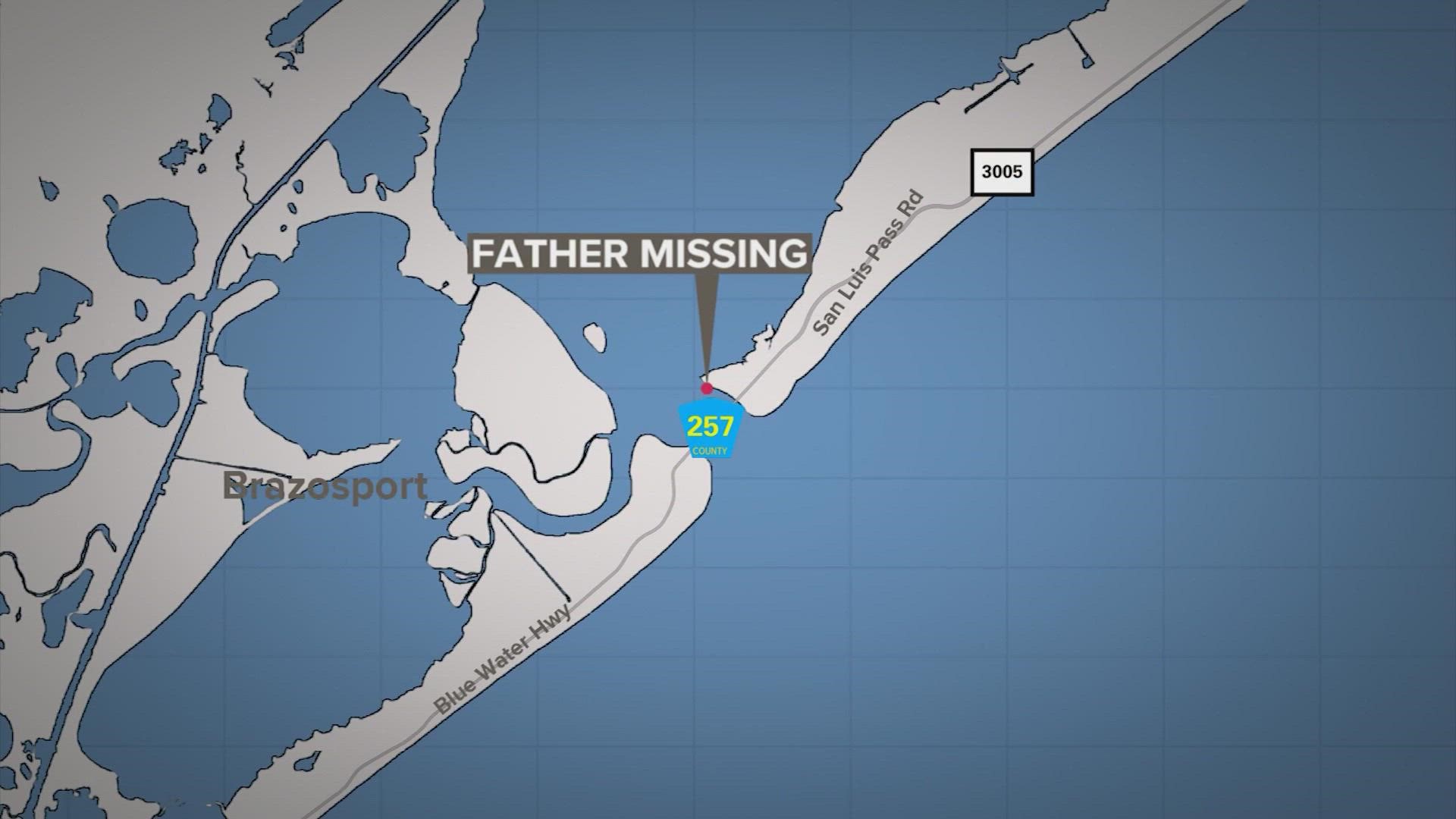 The 25-year-old man was last seen in the water around 7 p.m. Sunday when the little girl was on a float being blown to the northeast by the wind. She was rescued.
