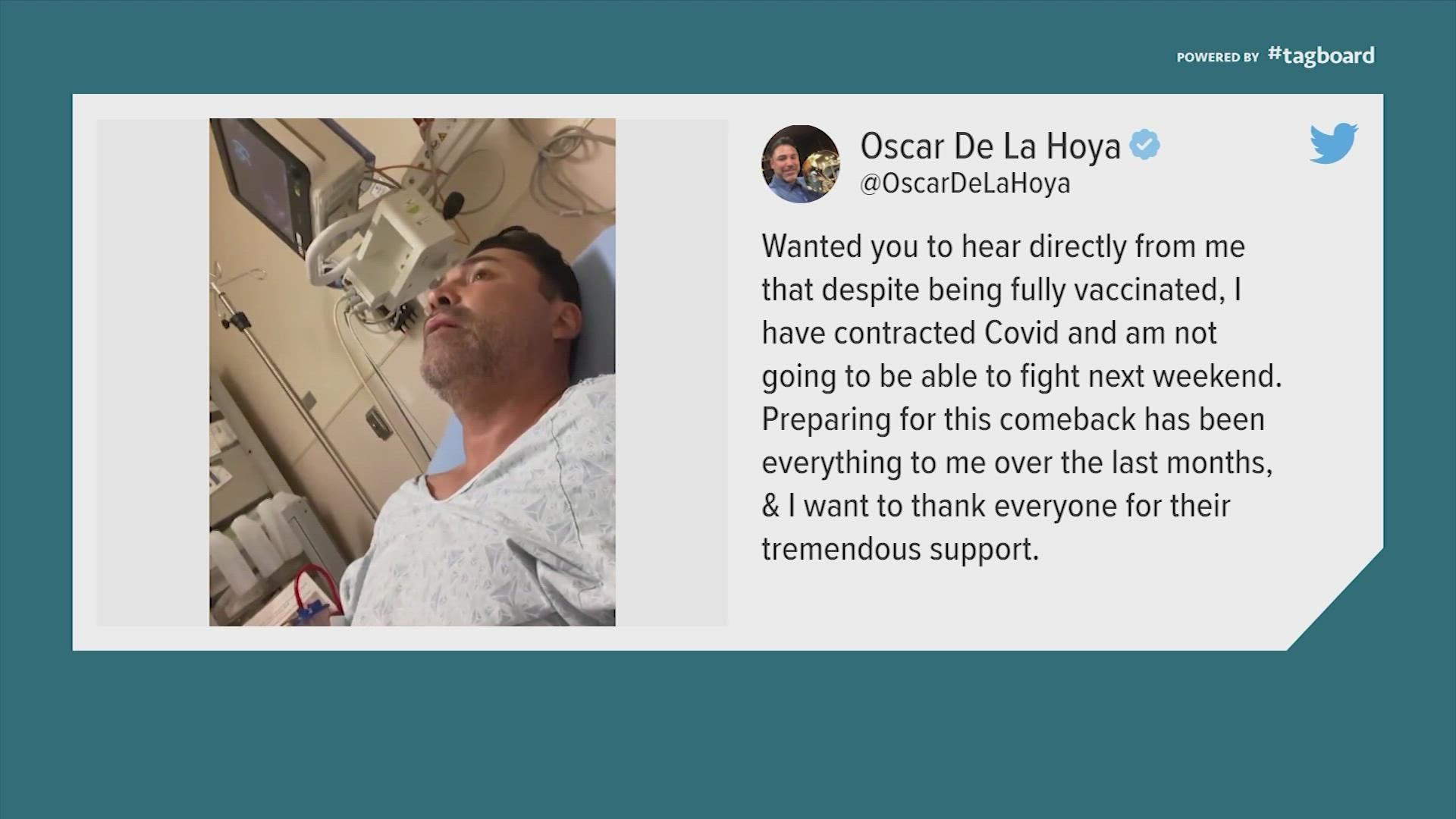 Oscar De La Hoya posted video from a hospital room, saying he has COVID.
