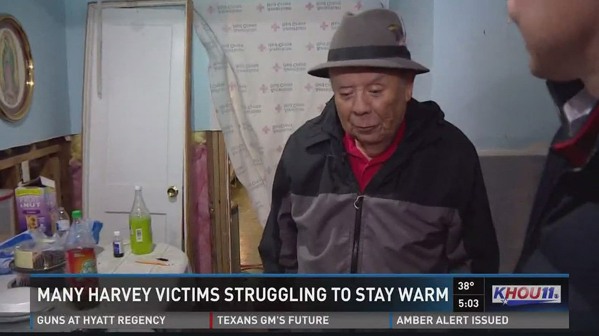 Hurricane Harvey victims living in mucked out homes are struggling to stay warm during the cold snap.