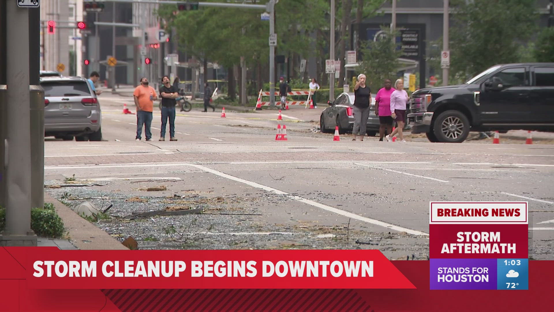 Strong winds and rain left behind damage across the Houston area.