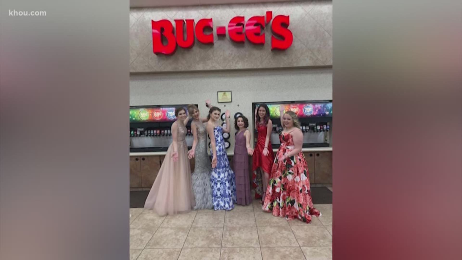 Six friends at Seven Lakes High School in Katy took their pictures at Buc-ee's. According to one of their mom's, the girls wanted to their pics there because "It's a Texas thang."
