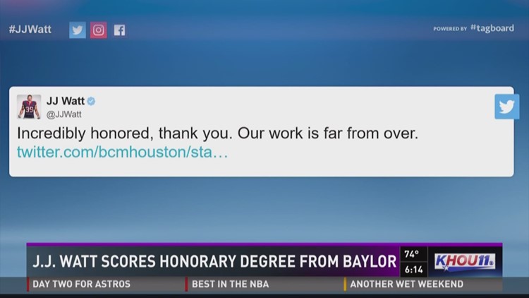 J.J. Watt scores honorary degree from Baylor
