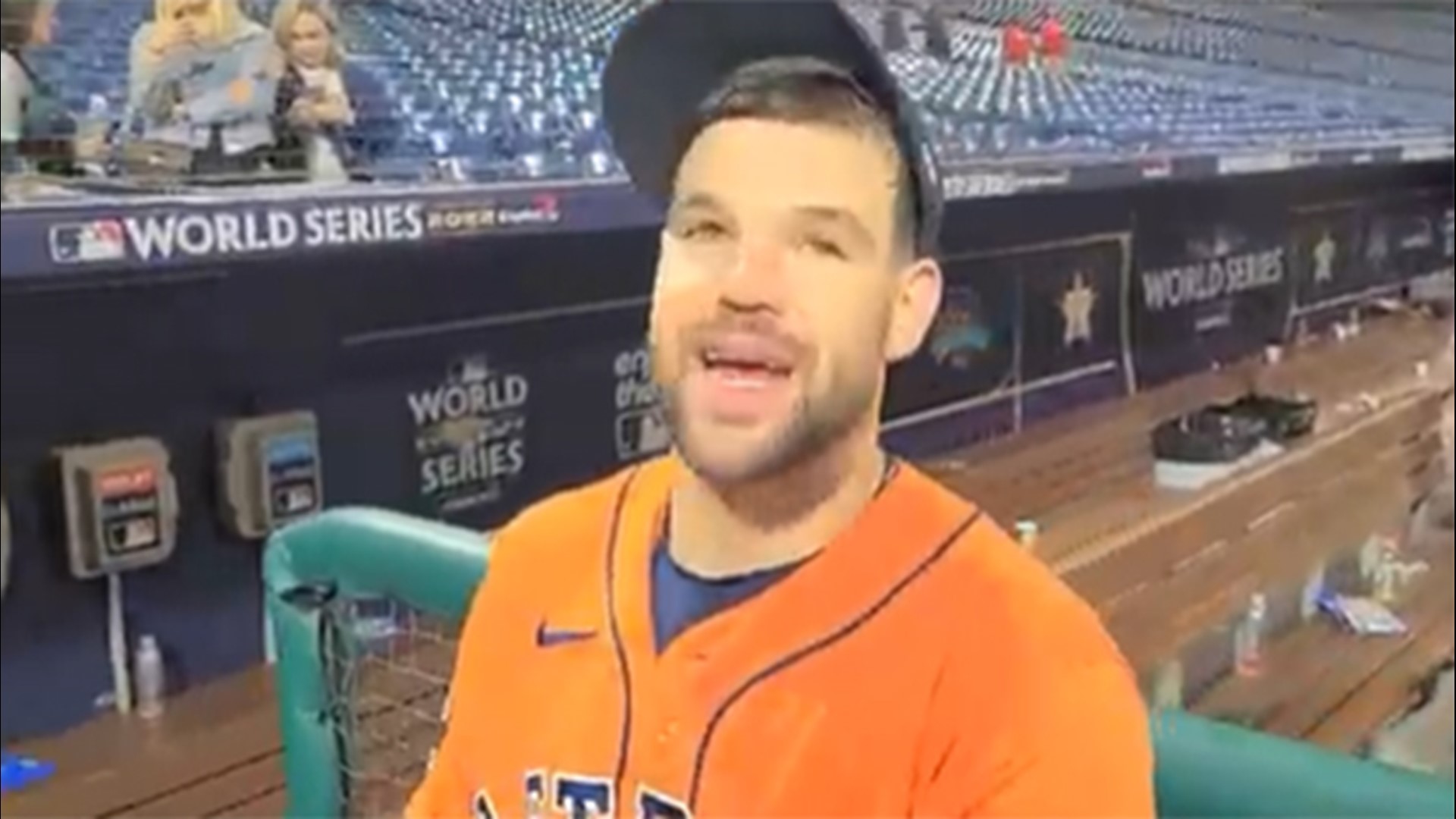 The Astros' Chas McCormick talked to Chas McCormick on the field after the Astros beat Philadelphia.