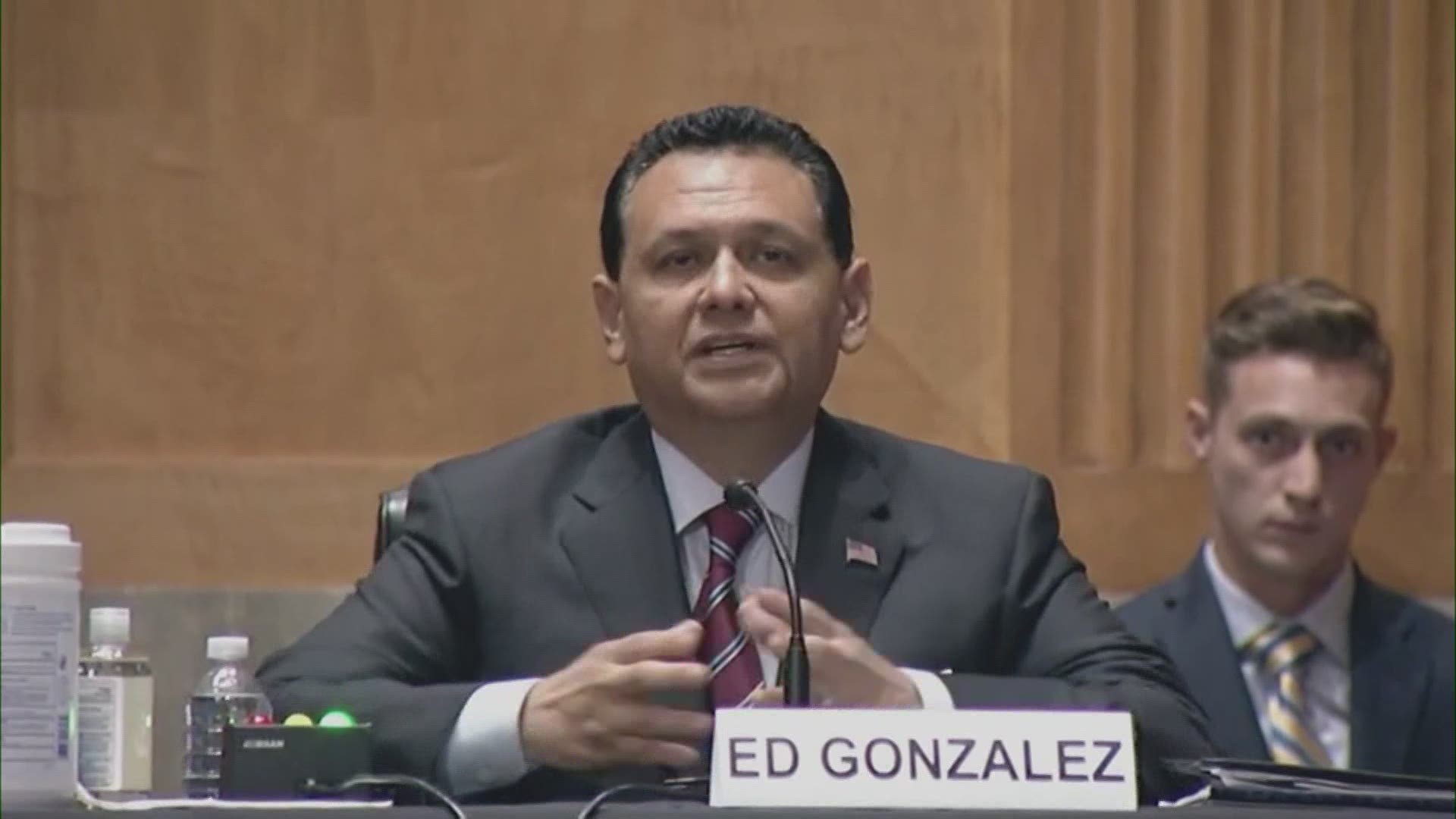 Harris County Sheriff Ed Gonzalez testified before the U.S. Senate for a confirmation hearing on his nomination to lead Immigration and Customs Enforcement.