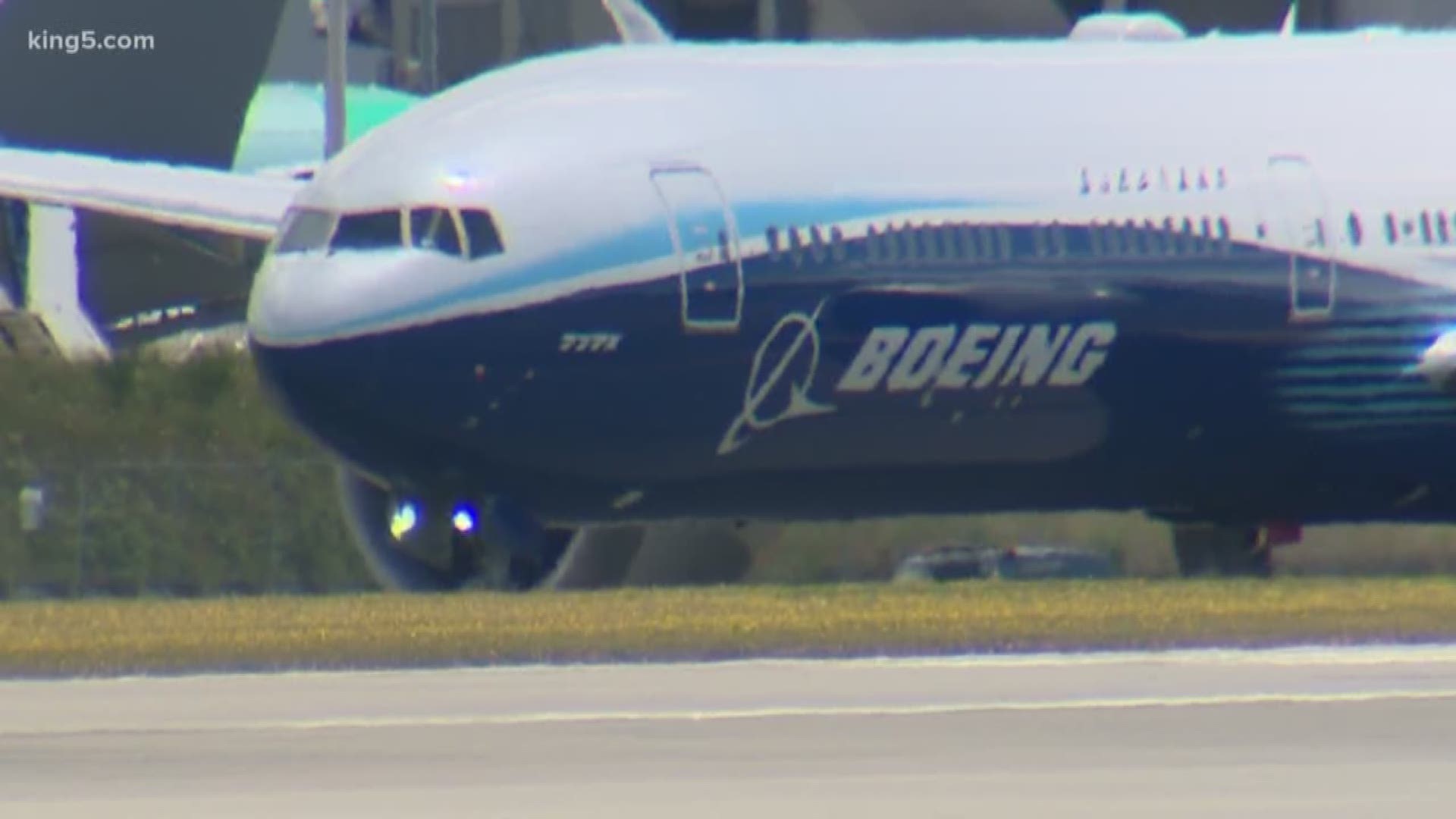 Near the end of a stress test, the exterior of a plane 777X ruptured.