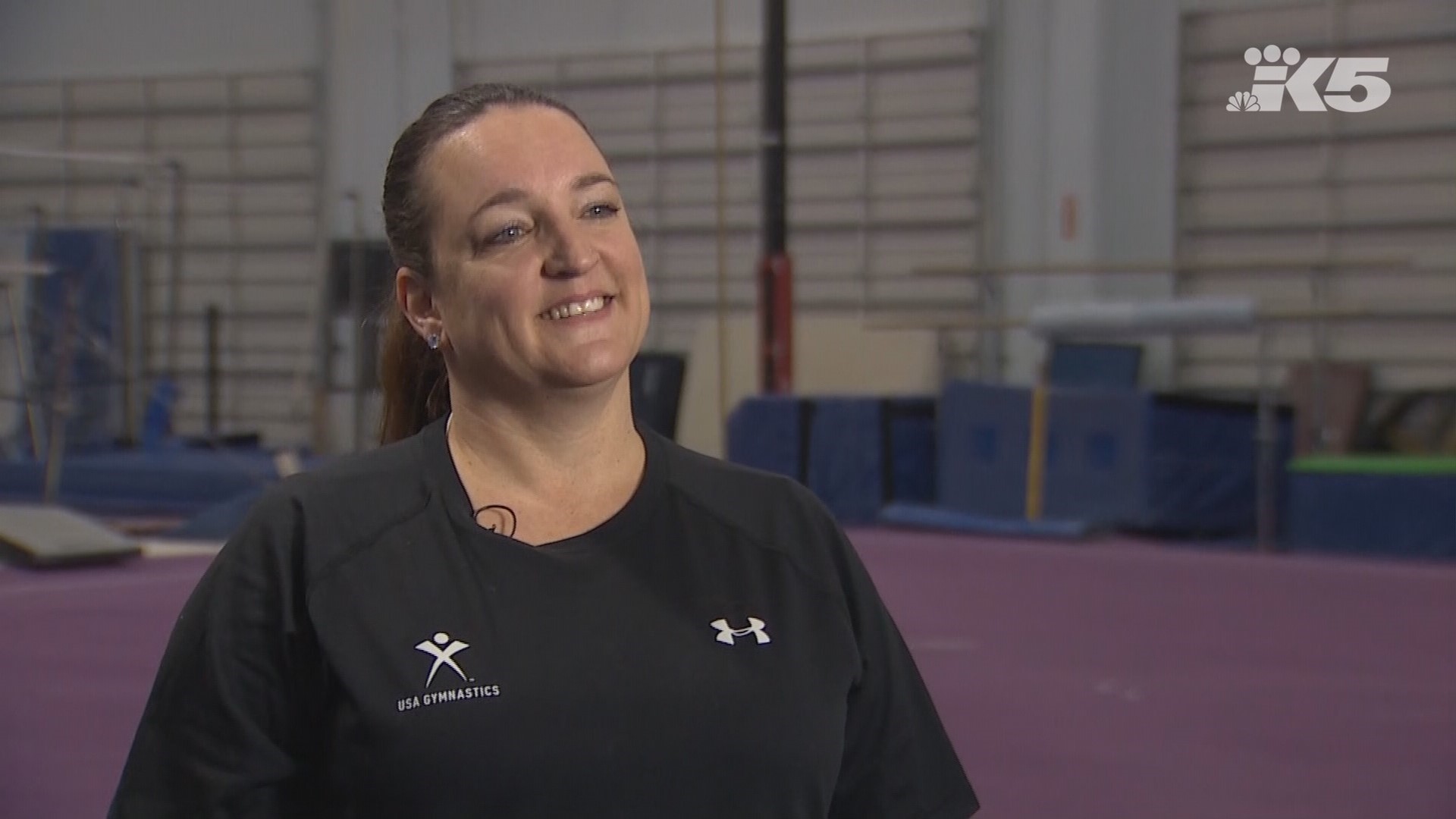 Gymnastics East Owner Kim Thomson, who coached Katelyn Ohashi when she was in elementary school, and gymnastics coach Anne Konen, who has worked with Ohashi in her tots gymnastics classes, react to the UCLA gymnast’s flawless routine.