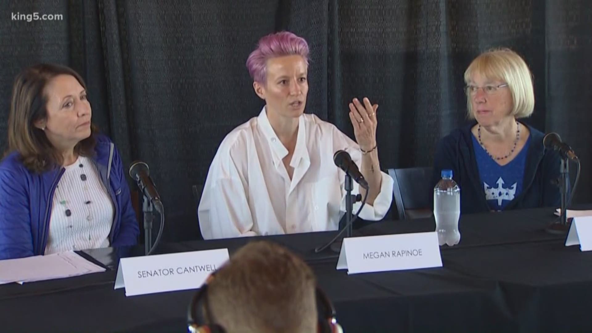 Soccer star Megan Rapinoe joined Senators Cantwell and Murray to advocate for equal pay. Tacoma Mayor Victoria Woodards declared July 28 as Equal Wages for Women Day. KING 5's Kalie Greenberg reports.