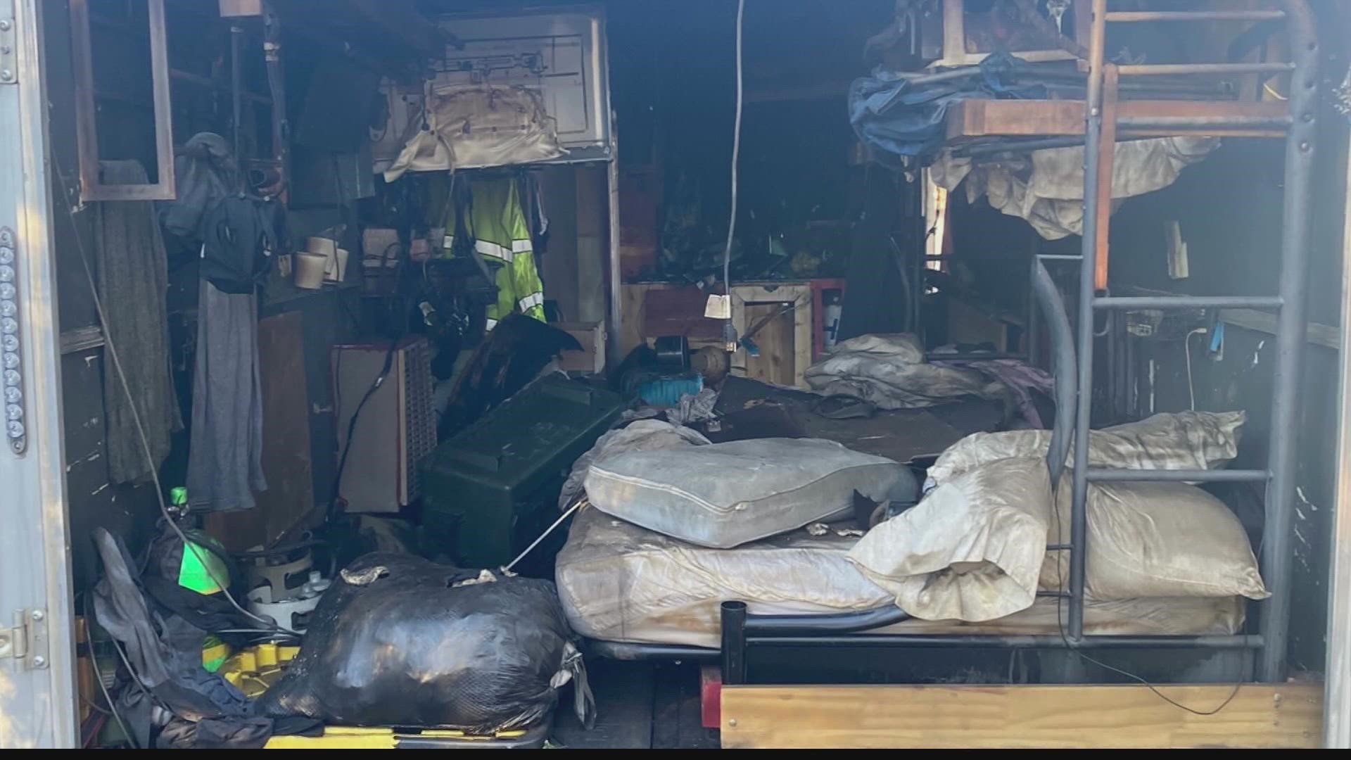 A wildland firefighter deployed to help battle the Pipeline Fire loses it all after a fire destroys his trailer home and kills his two dogs inside.