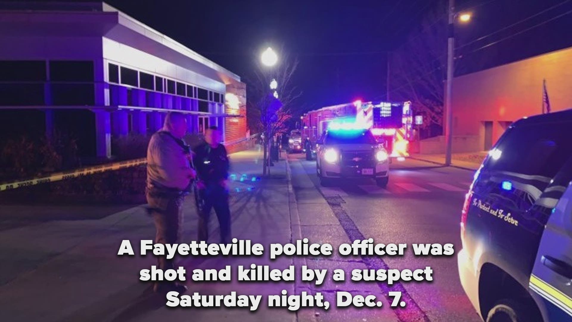 According to Fayetteville police, an officer was shot and killed in downtown Fayetteville Saturday night.