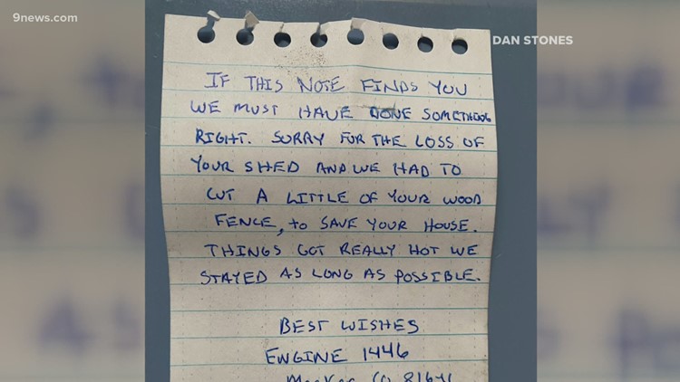 'This is heroic': Man finds note after fire crews save his home from East Troublesome Fire