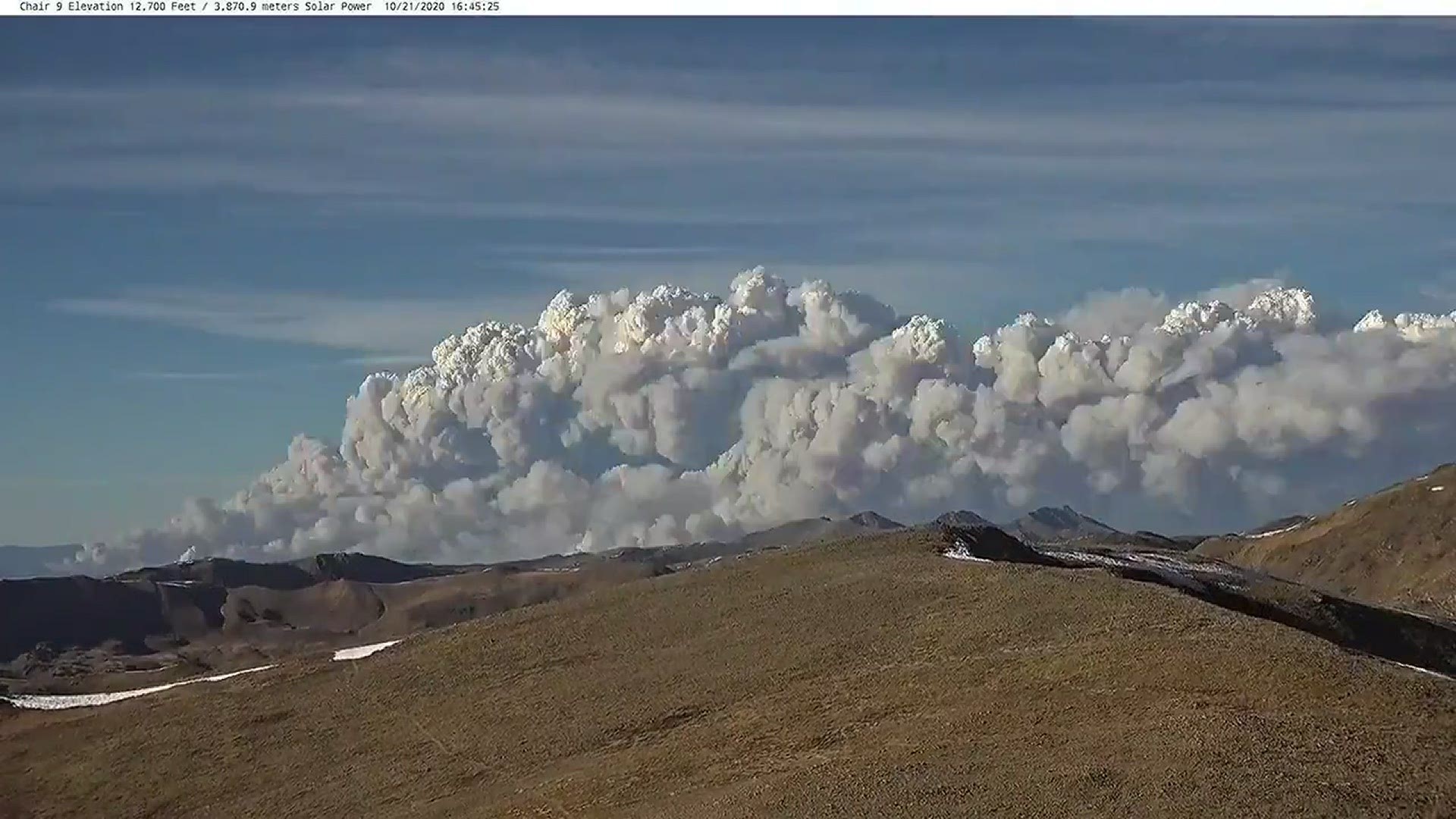 Time-lapse from the top of Lift 9 of Loveland Ski Area as the East Troublesome Fire grows near Grand Lake, Colo on Wednesday, Oct. 21, 2020.